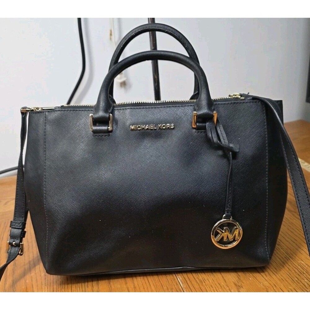 MICHAEL Michael Kors Kellen Black Saffiano Leather Medium Satchel
